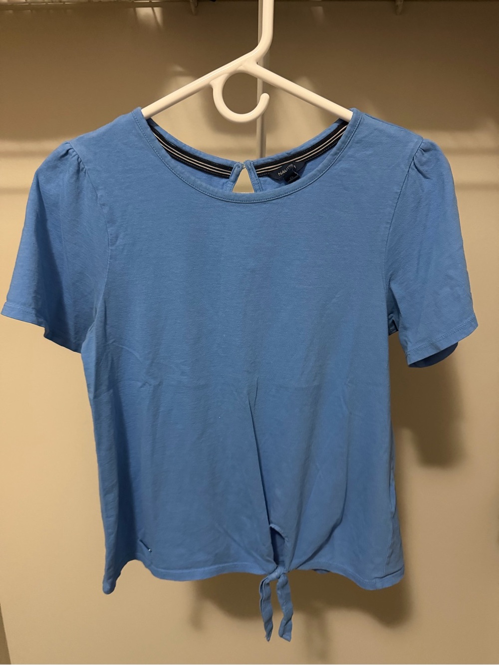 Nautica Light Blue Short Sleeve Tie-Front Tee